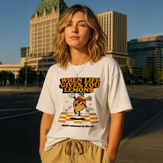 model with T Shirt design White