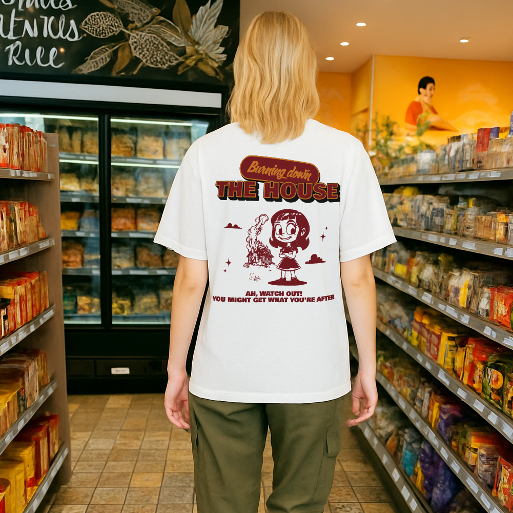 model with T Shirt design White