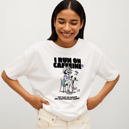 model with T Shirt design White