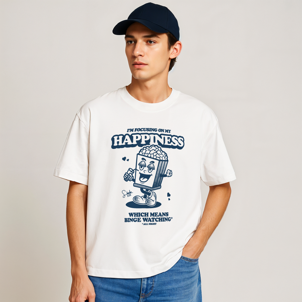 model with T Shirt design White