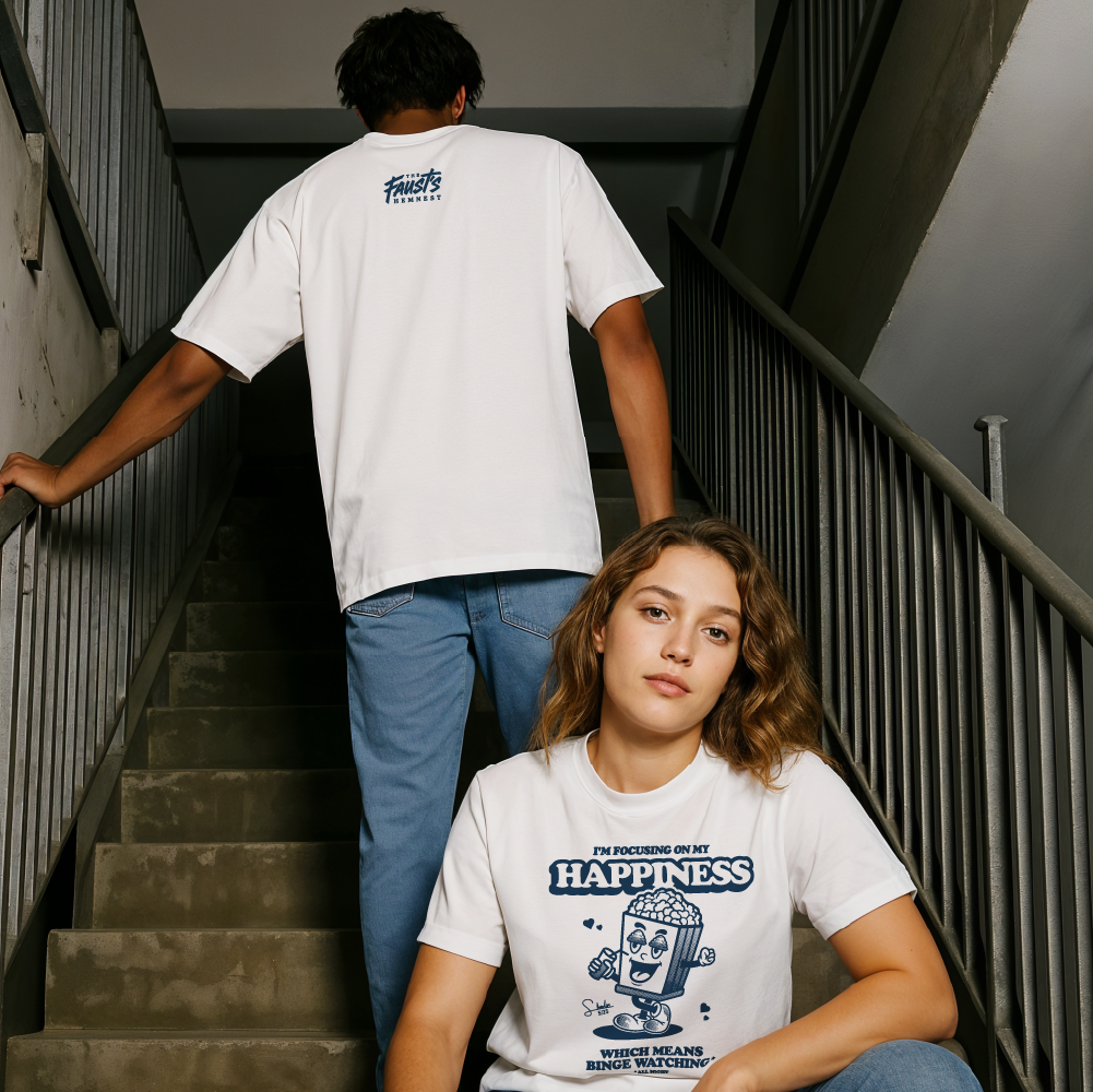 model with T Shirt design White