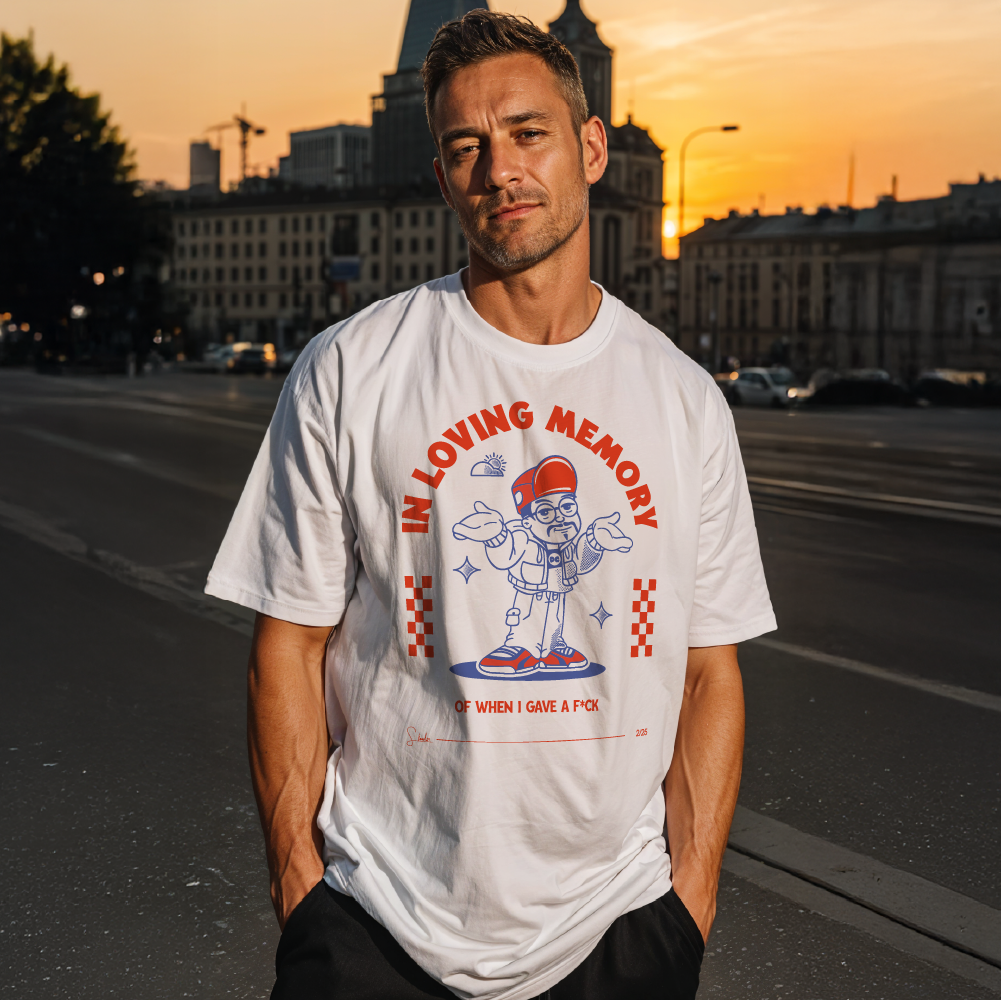 model with T Shirt design White