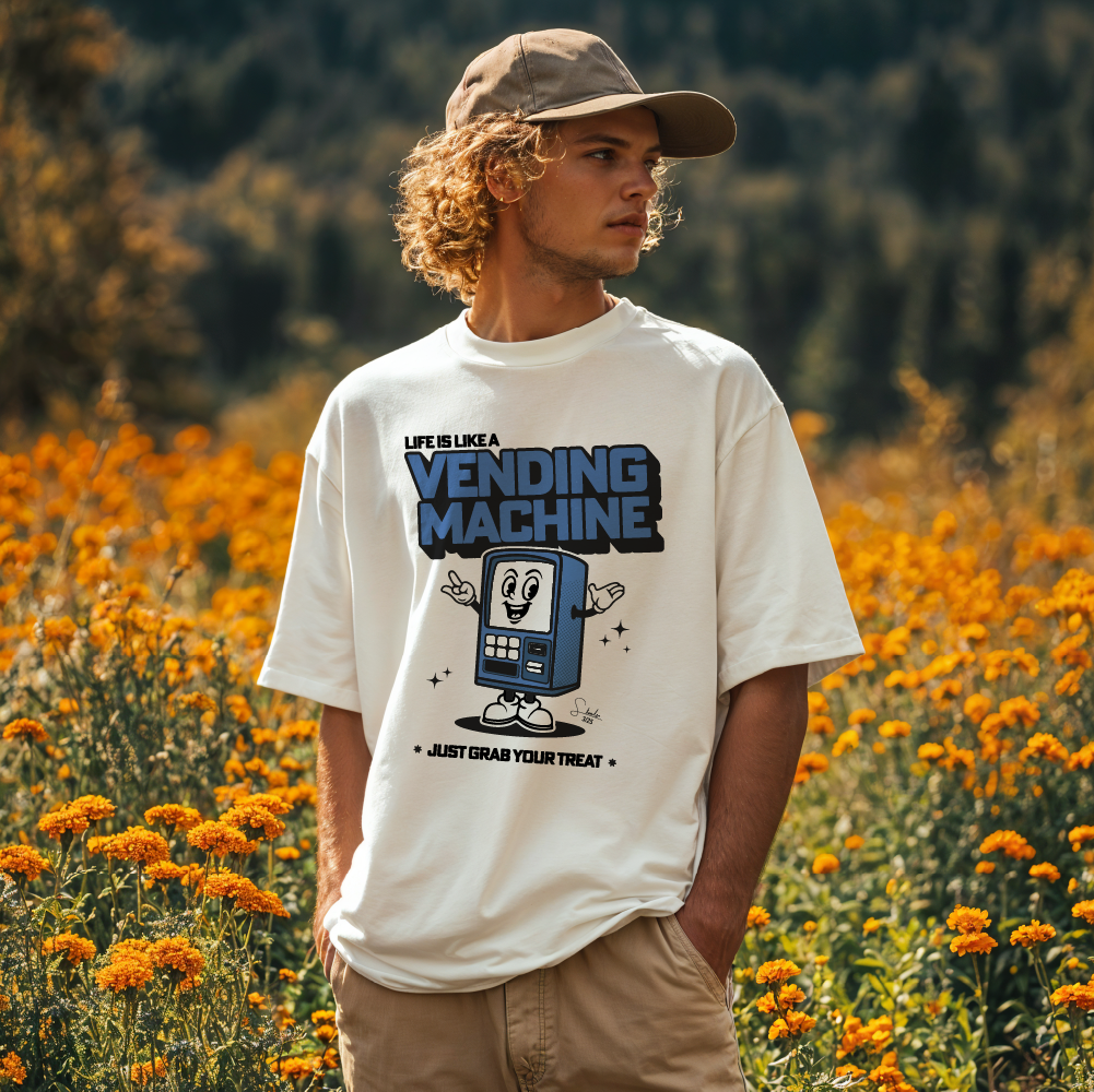 model with T Shirt design White