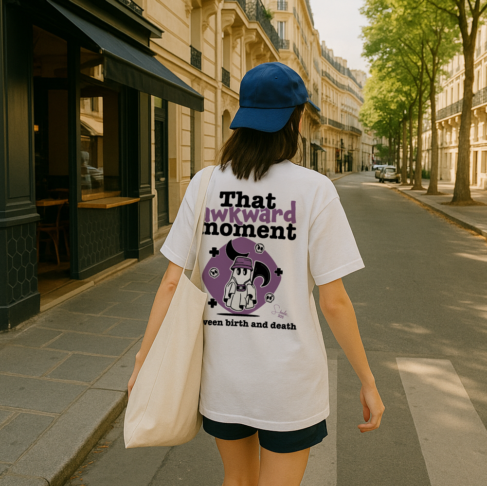 model with T Shirt design White