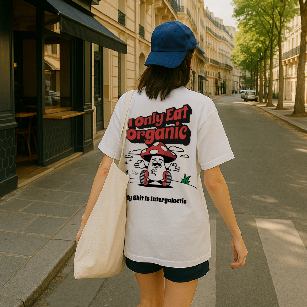 model with T Shirt design White