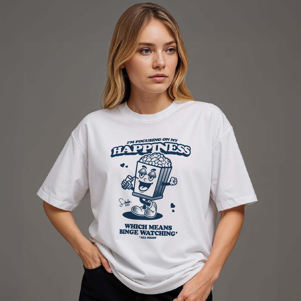 model with T Shirt design White