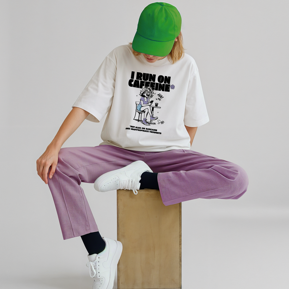 model with T Shirt design White