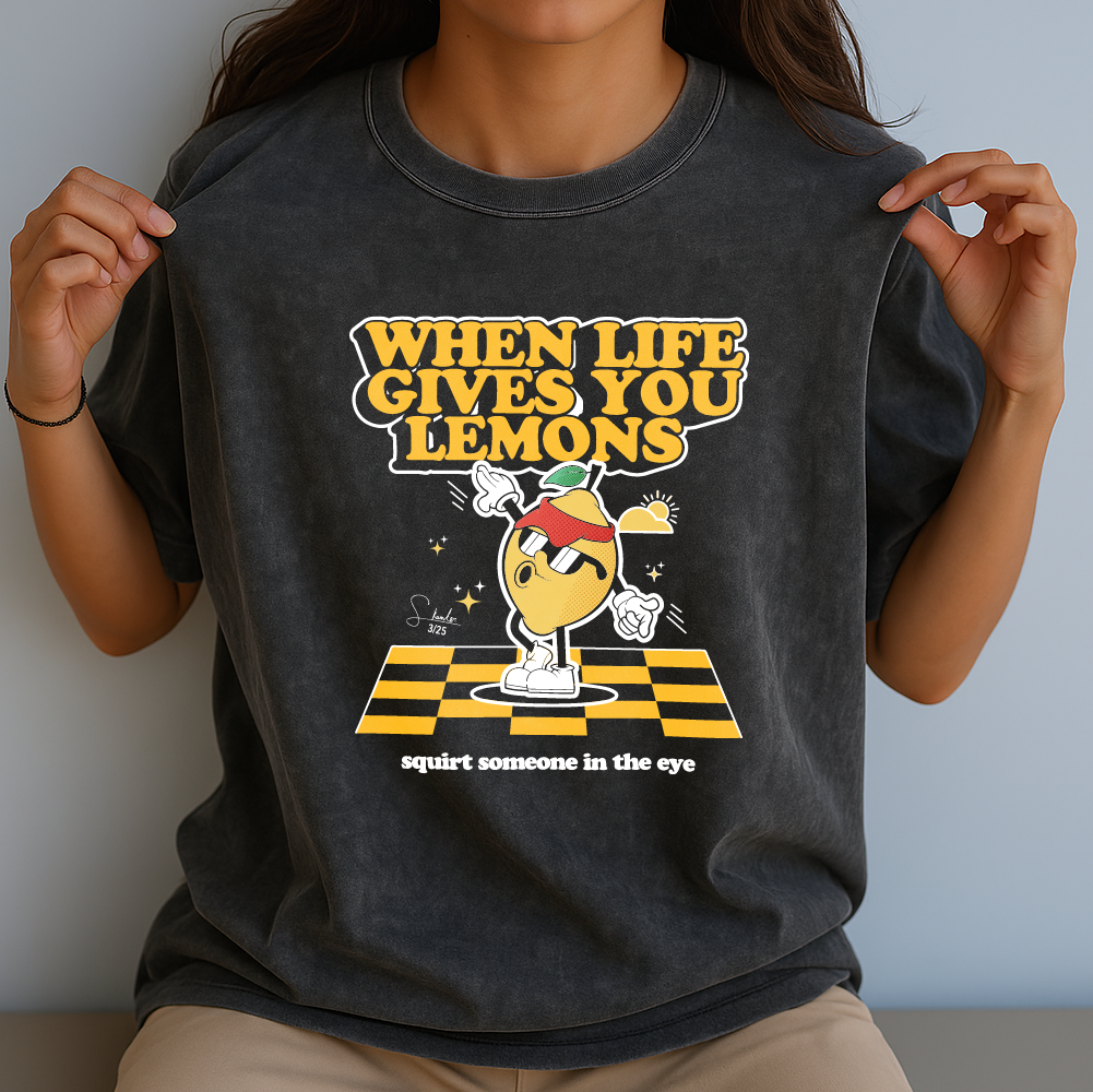 model with T Shirt design Black