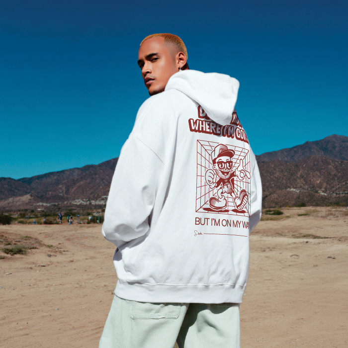 Model with graphic Hoodie