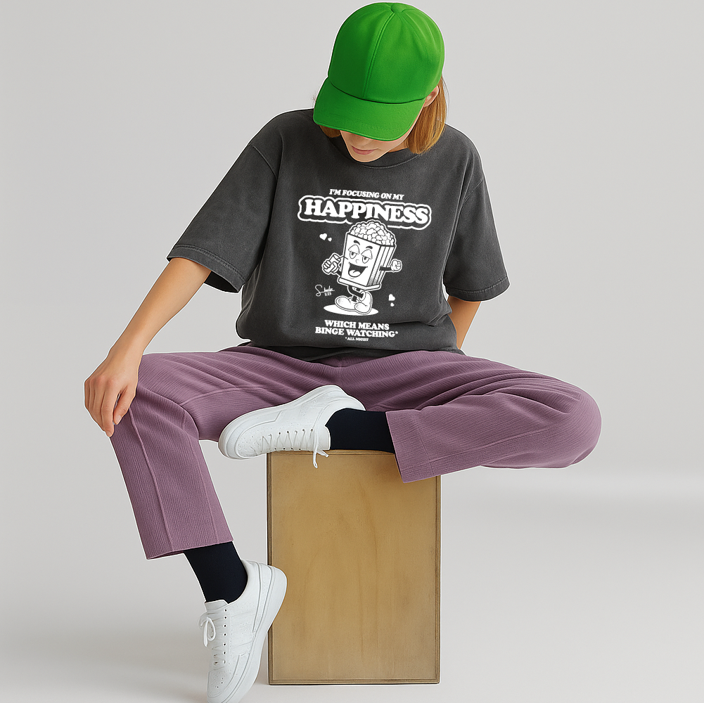 model with T Shirt design Black