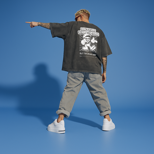 model with T Shirt design Black