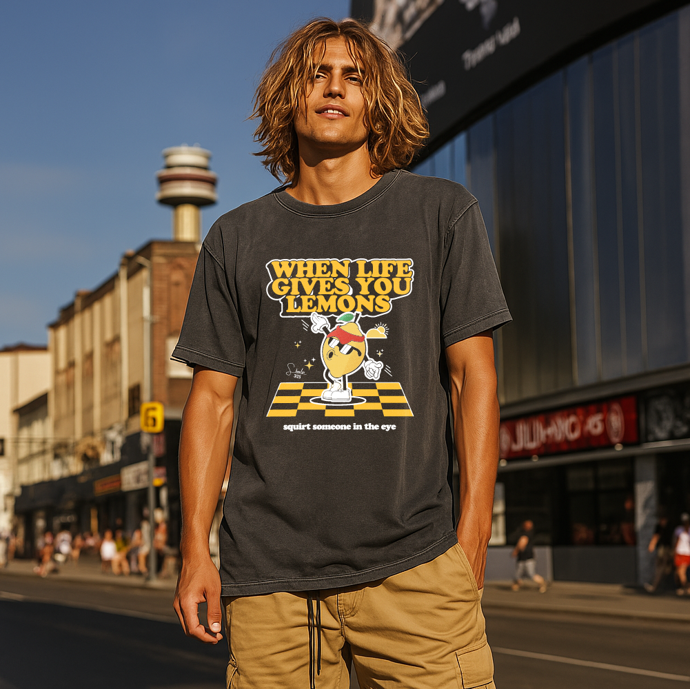 model with T Shirt design Black