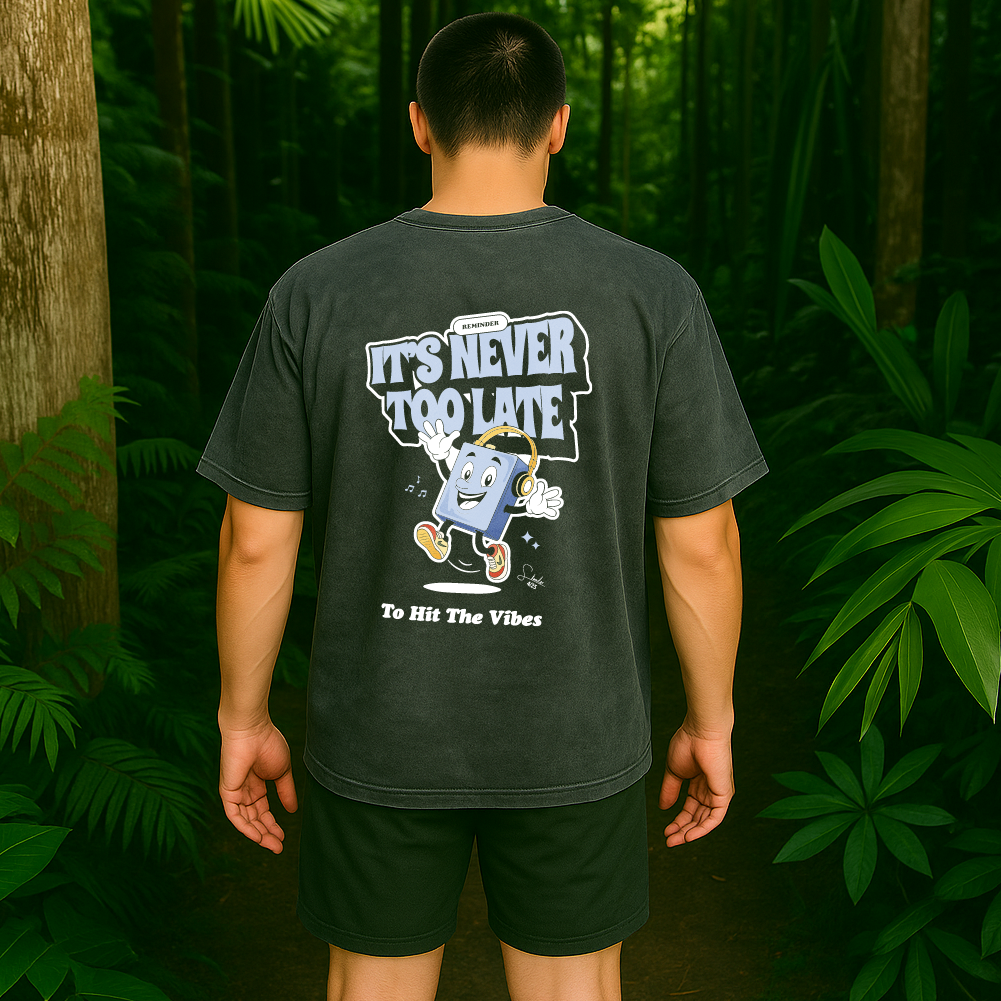 model with T Shirt design Black