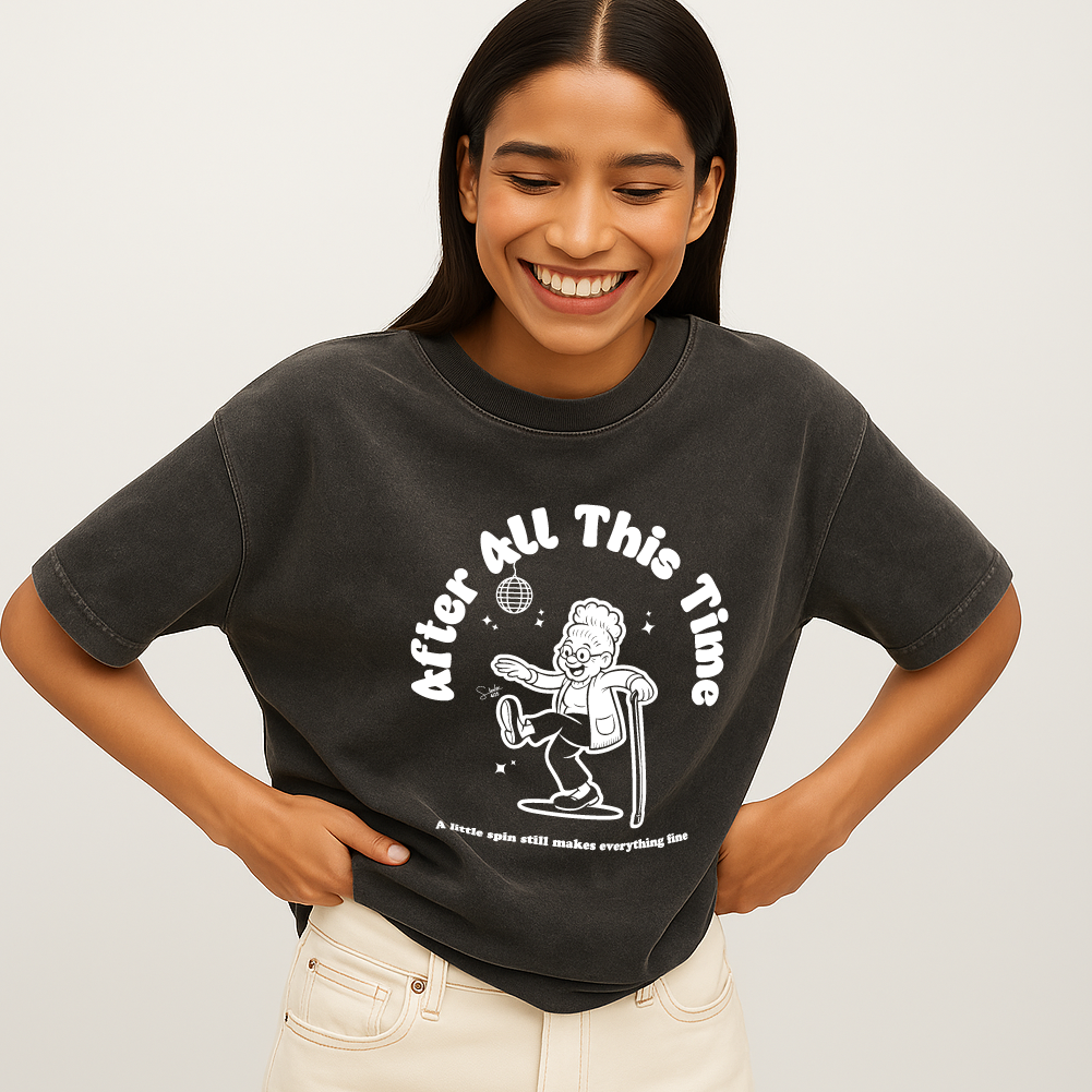 model with T Shirt design Black