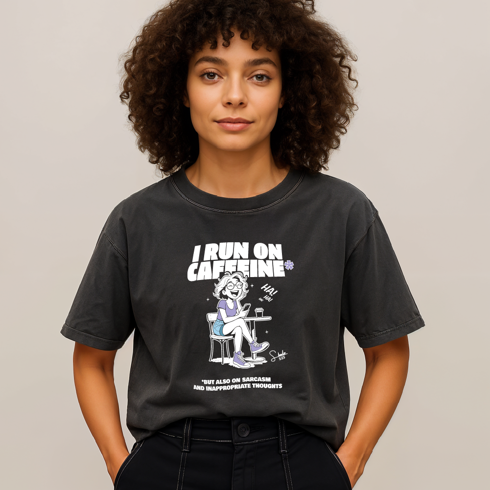 model with T Shirt design Black