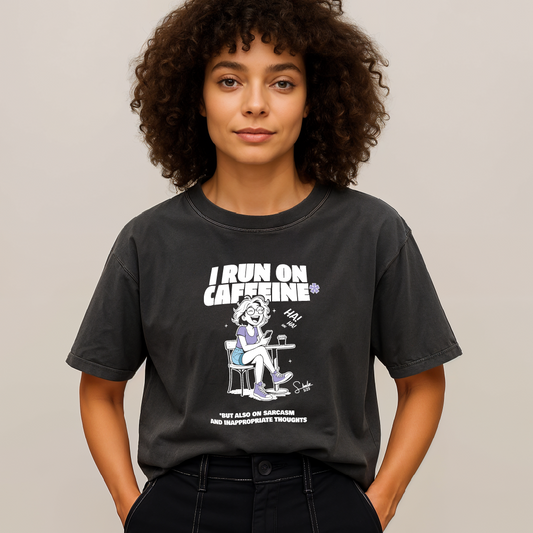 model with T Shirt design Black