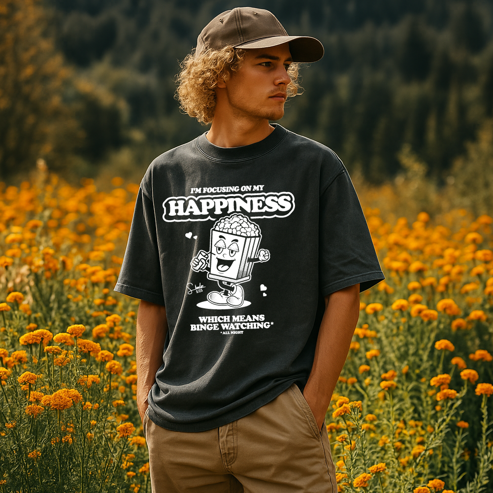 model with T Shirt design Black