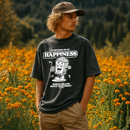 model with T Shirt design Black