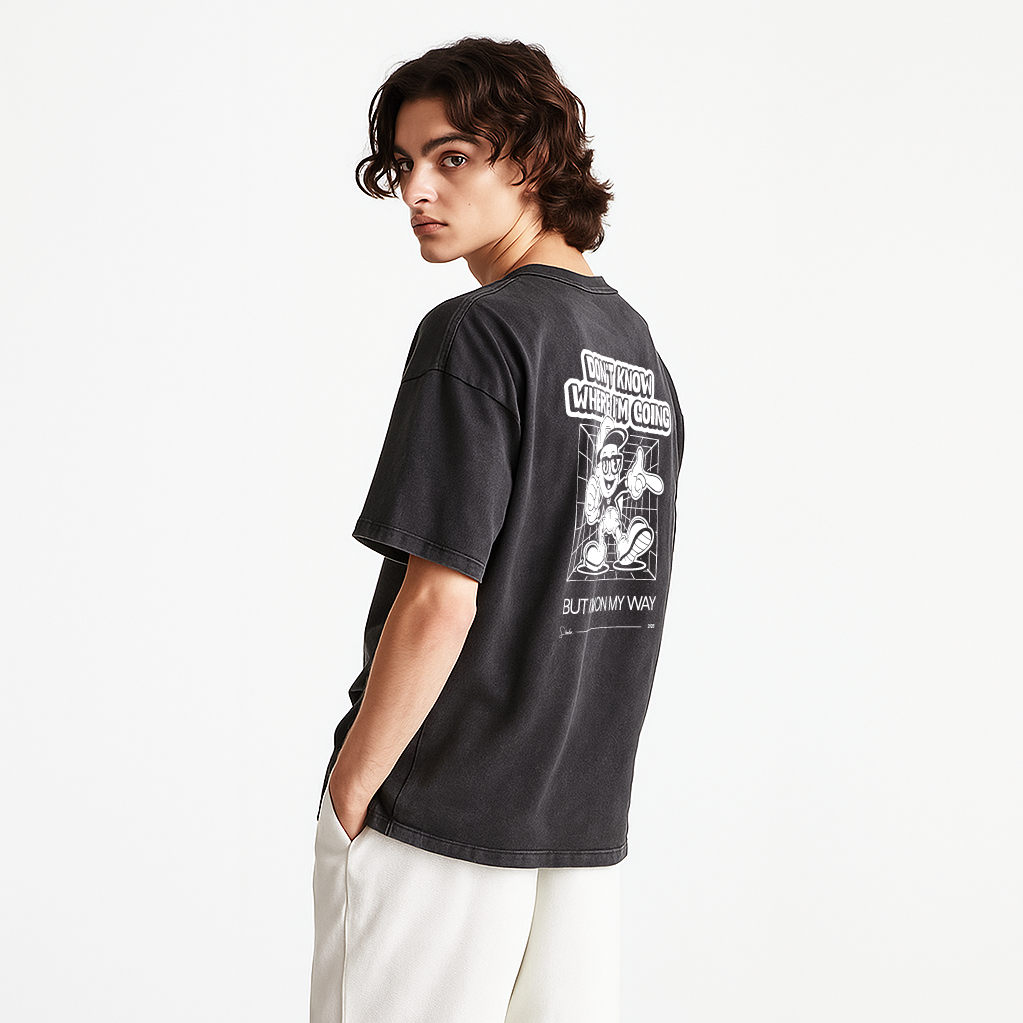 model with T Shirt design Black