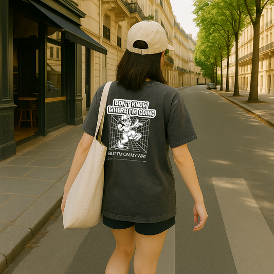 model with T Shirt design Black