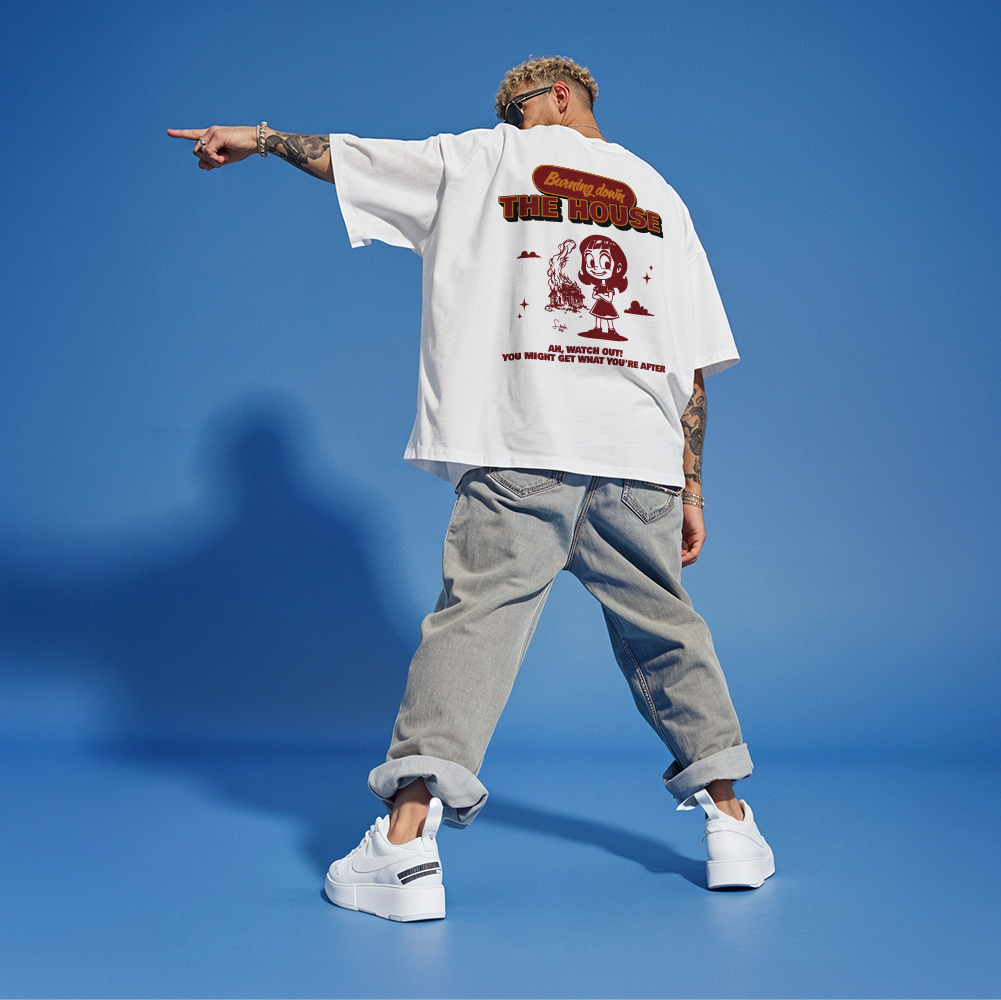 model with T Shirt design White