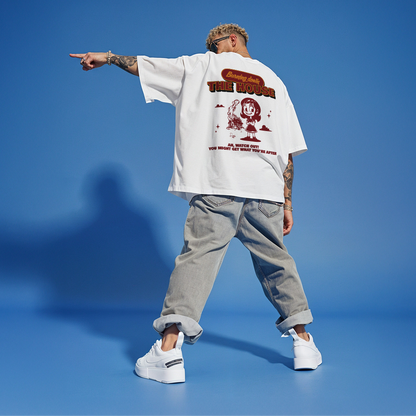 model with T Shirt design White