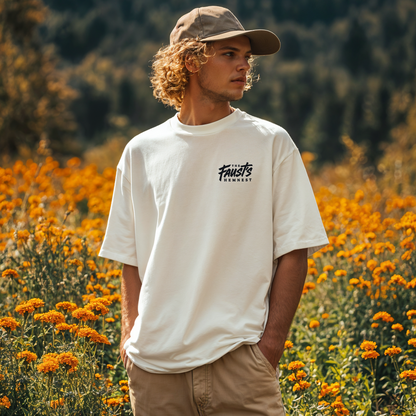 model with T Shirt design White