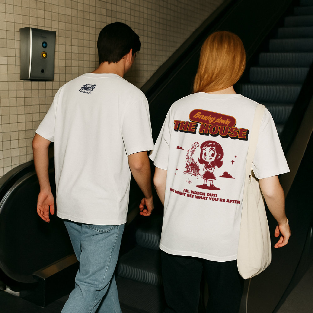 model with T Shirt design White