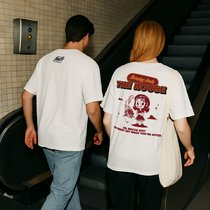 model with T Shirt design White