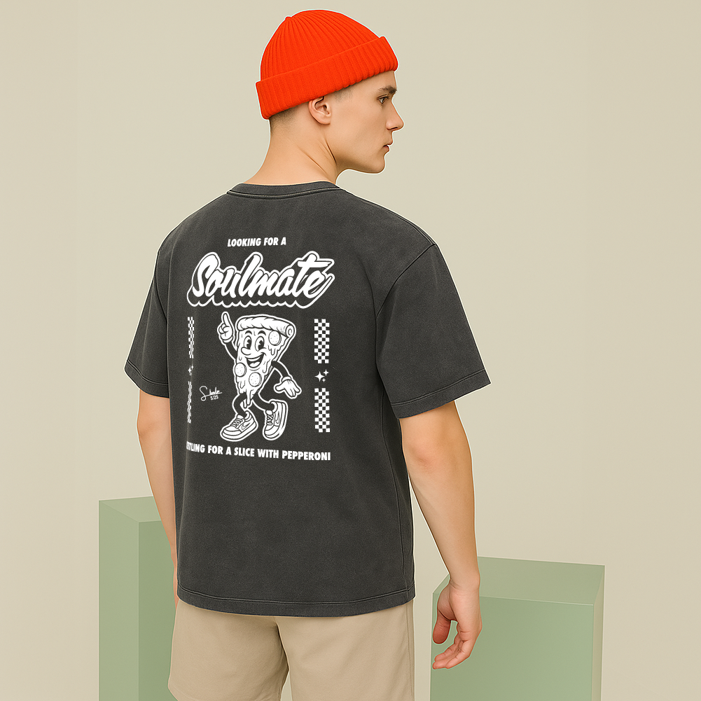 model with T Shirt design Black